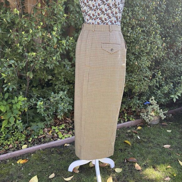Ralph Lauren 100% Wool Houndstooth Plaid Pencil Skirt Size 6 Made in USA Vintage - Picture 2 of 14